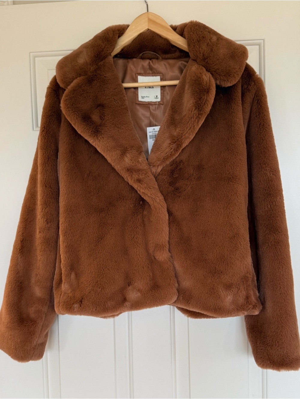 Abercrombie & Fitch Faux Fur Puffer Jacket in Rich Brown M NWT